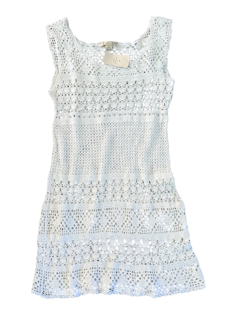 NWT Forever XXI White crochet tank mini dress cover up M L